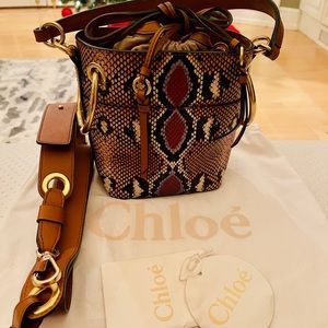 Chloe bucket bag in snake print leather